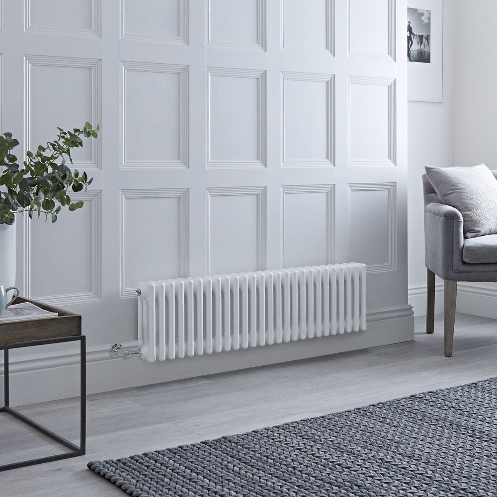 Radiador Eléctrico Tradicional Horizontal con Columnas Triples Blanco - 300mm x 1190mm - con Selección de Termostatos Wi-Fi  - Regent