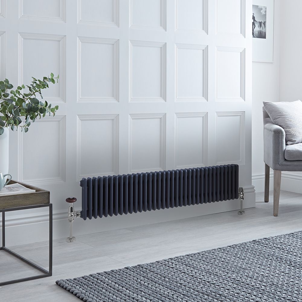 Radiador Horizontal Antracita Tradicional con Columnas Triples - 300mm x 1595mm - Regent