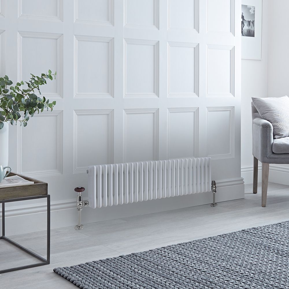 Radiador Horizontal Blanco Tradicional con Columnas Cuádruples - 300mm x 1190mm - Regent
