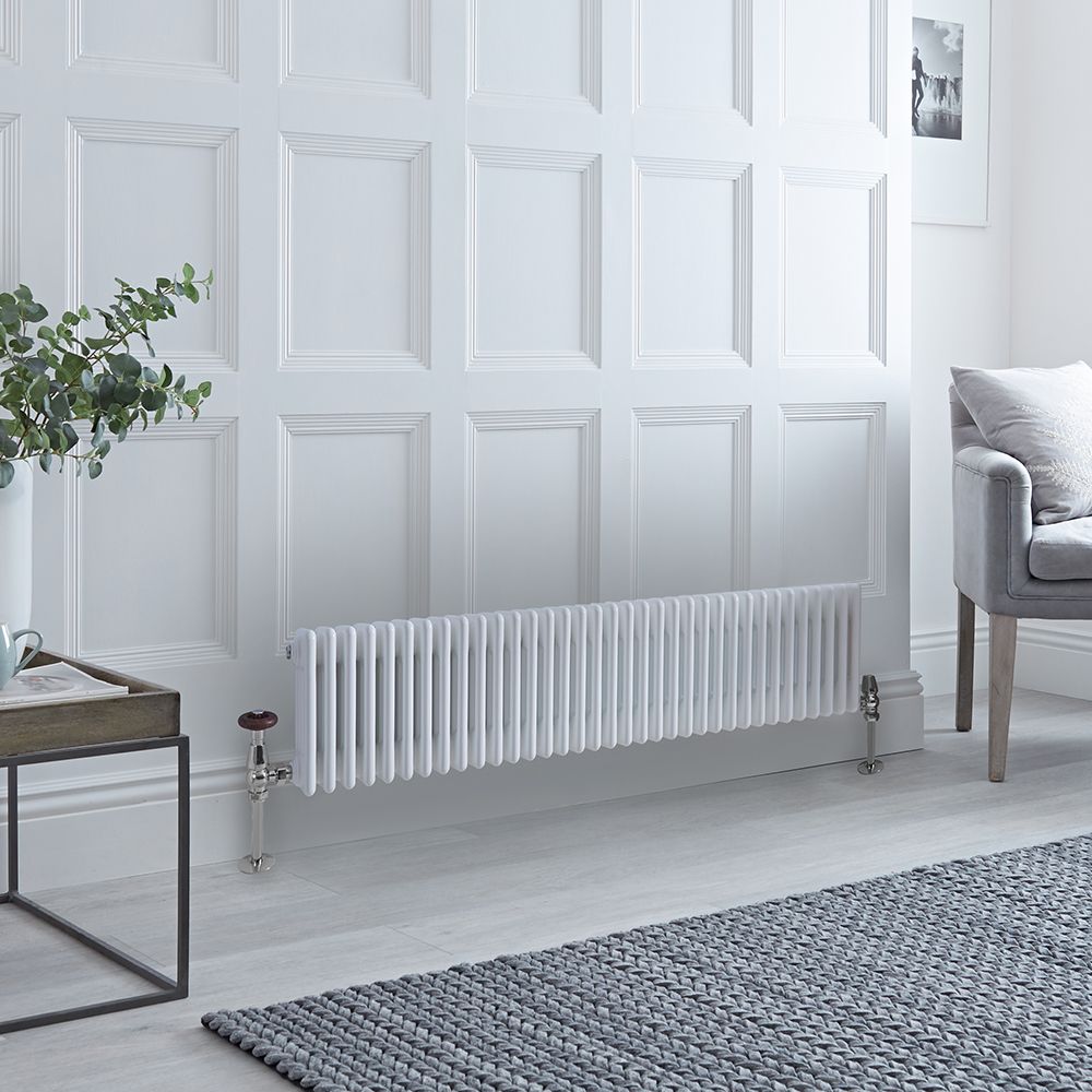 Radiador Horizontal Blanco Tradicional con Columnas Cuádruples - 300mm x 1595mm - Regent