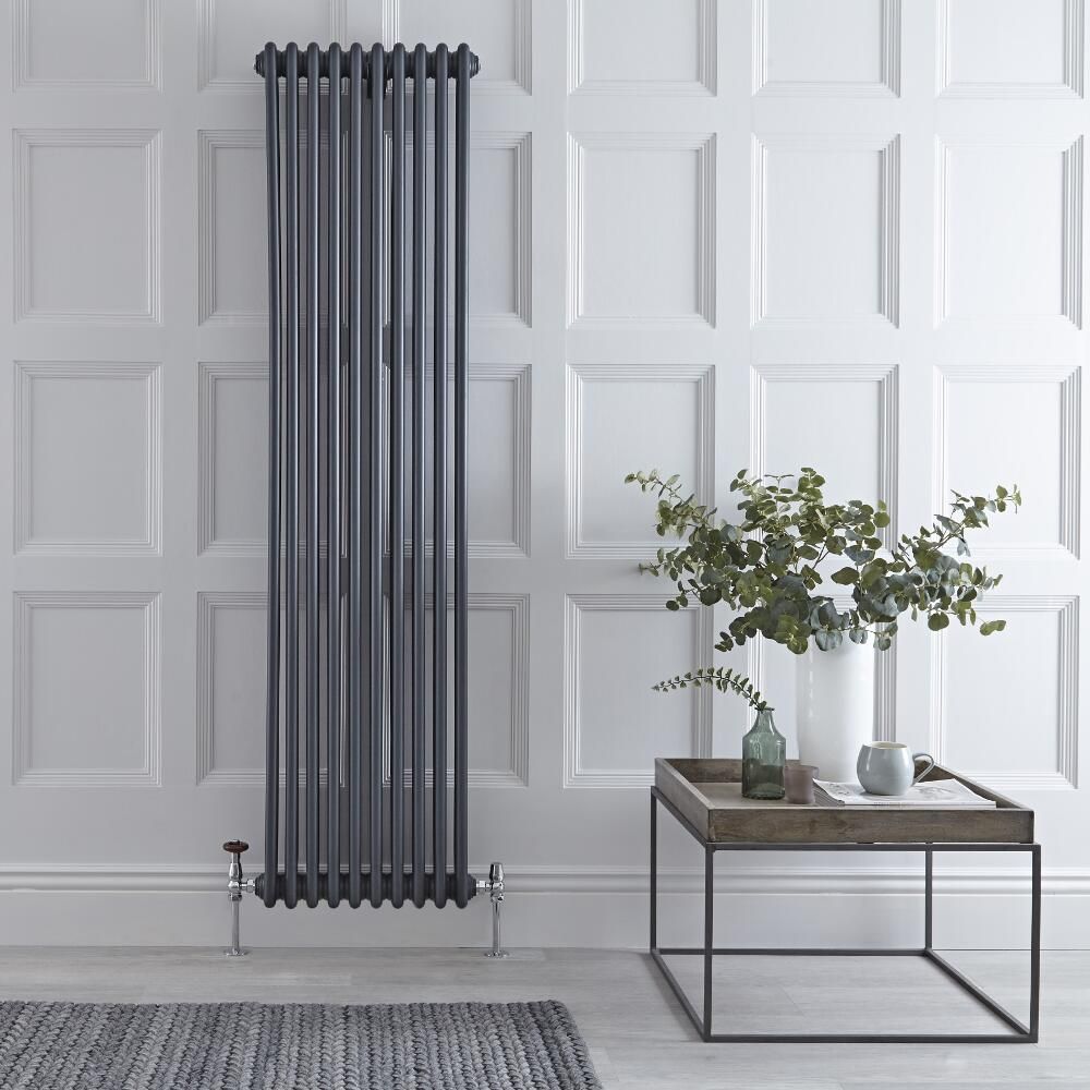 Radiador de Diseño Vertical Triple Tradicional - Antracita - 1800mm x 470mm x 100mm - 2171 Vatios - Regent