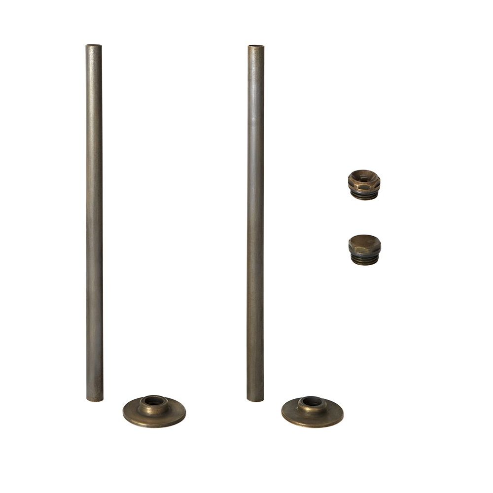 Kit para Radiadores Completo con Cubre Tuberías, Bridas y Tapones Ciegos con Acabado Latón