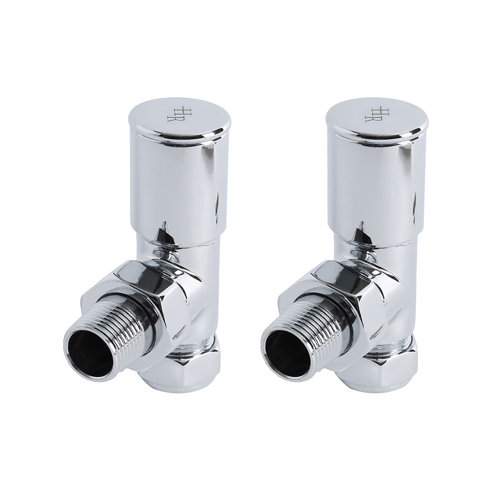 Par de Llaves Modernas Angulares Cromadas para Radiador Toallero para Tubos de Cobre de 15mm