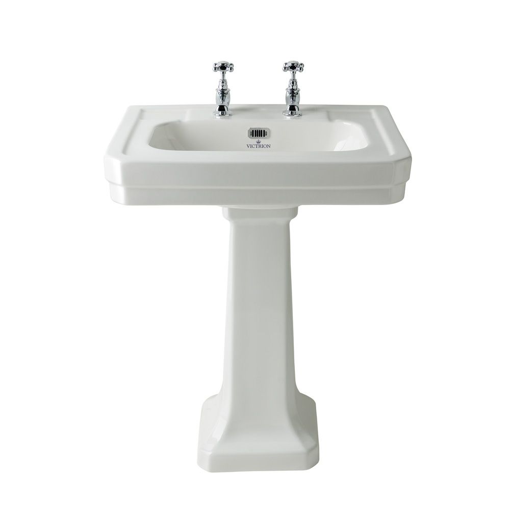 Lavabo con Columna - 640mm - 2 Agujeros para la Grifería  - Victrion de Hudson Reed