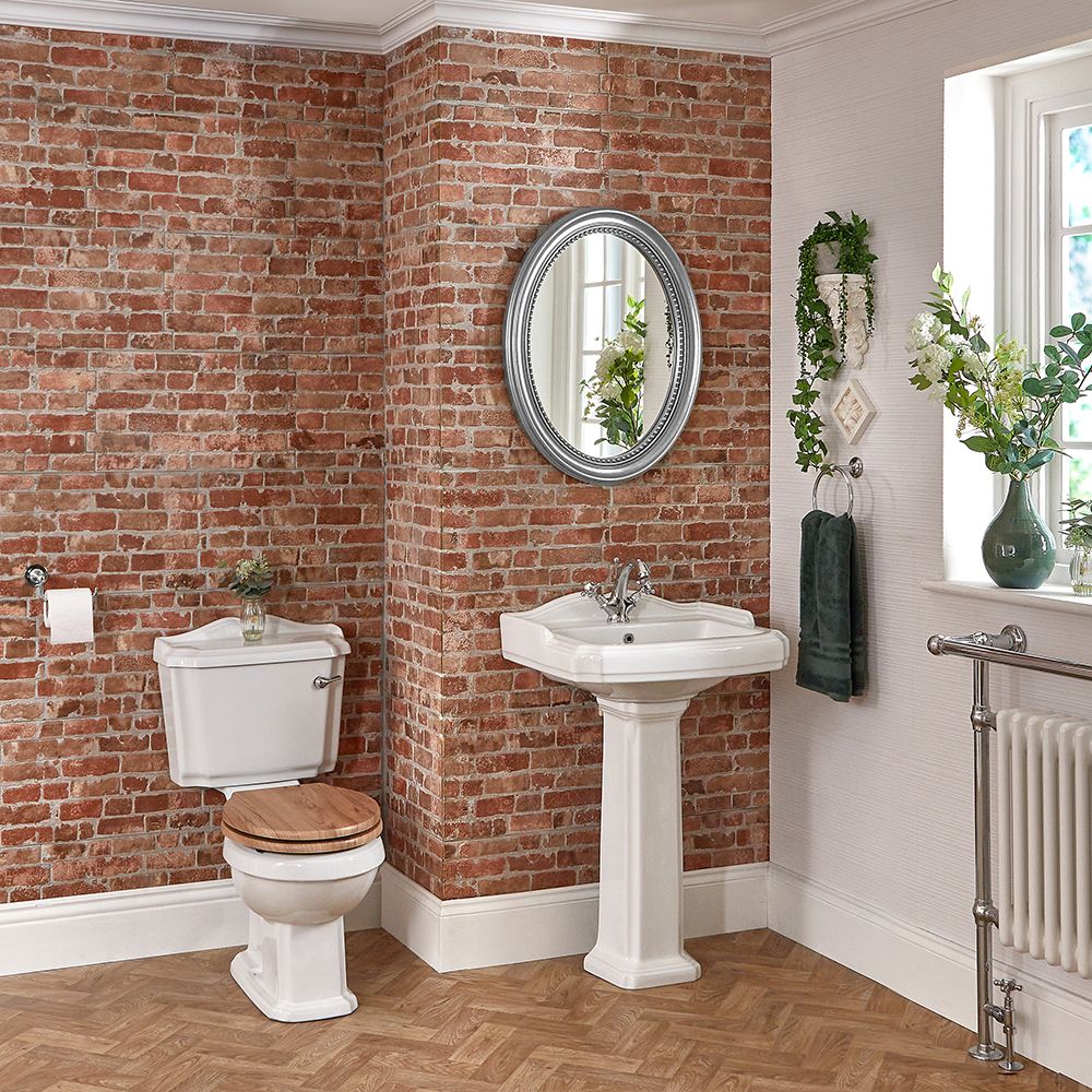 Conjunto de Baño Tradicional Completo con Inodoro Monobloque y Lavabo con Pedestal - Regent