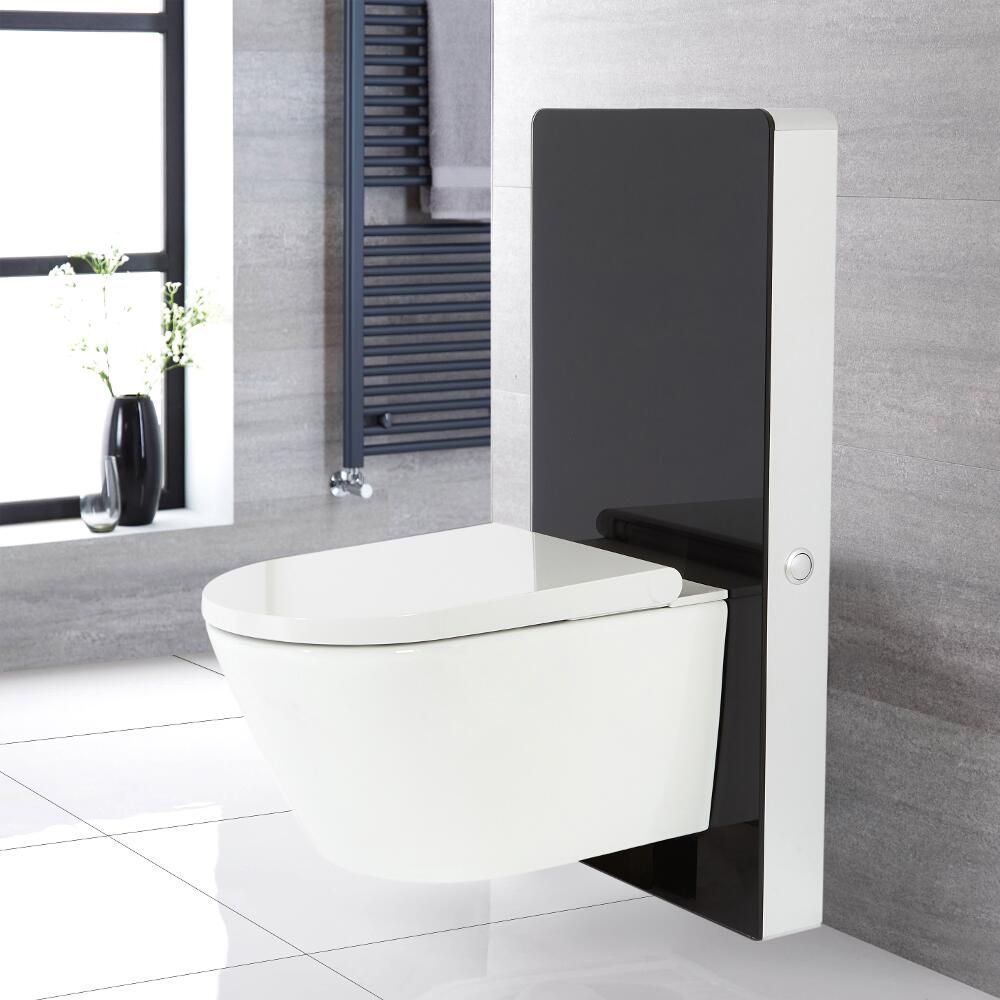 Kit para Inodoro Negro de 500mm Completo con Inodoro WC Japonés Inodoro-Bidé Inteligente - Saru