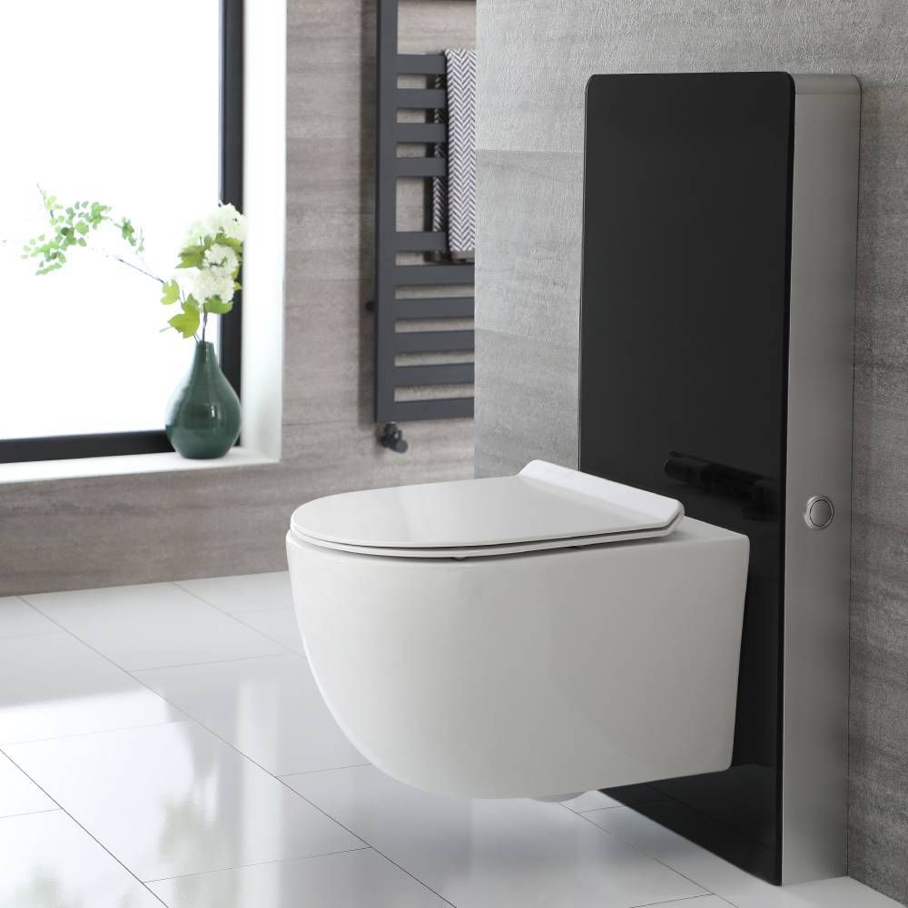 Conjunto de WC Completo con Kit para Inodoro Negro de 500mm e Inodoro sin Brida Otterton - Saru