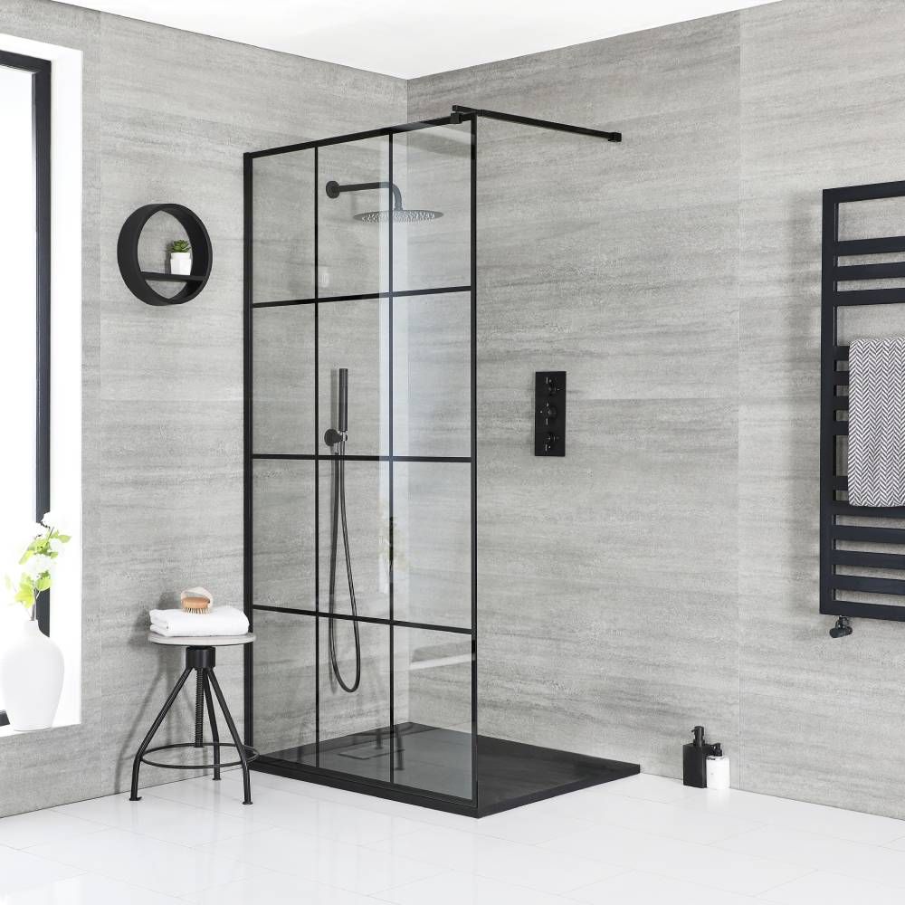 Conjunto de Ducha Walk - In Completo con Plato de Ducha Efecto Pizarra - Barq - Disponible en Distintas Medidas