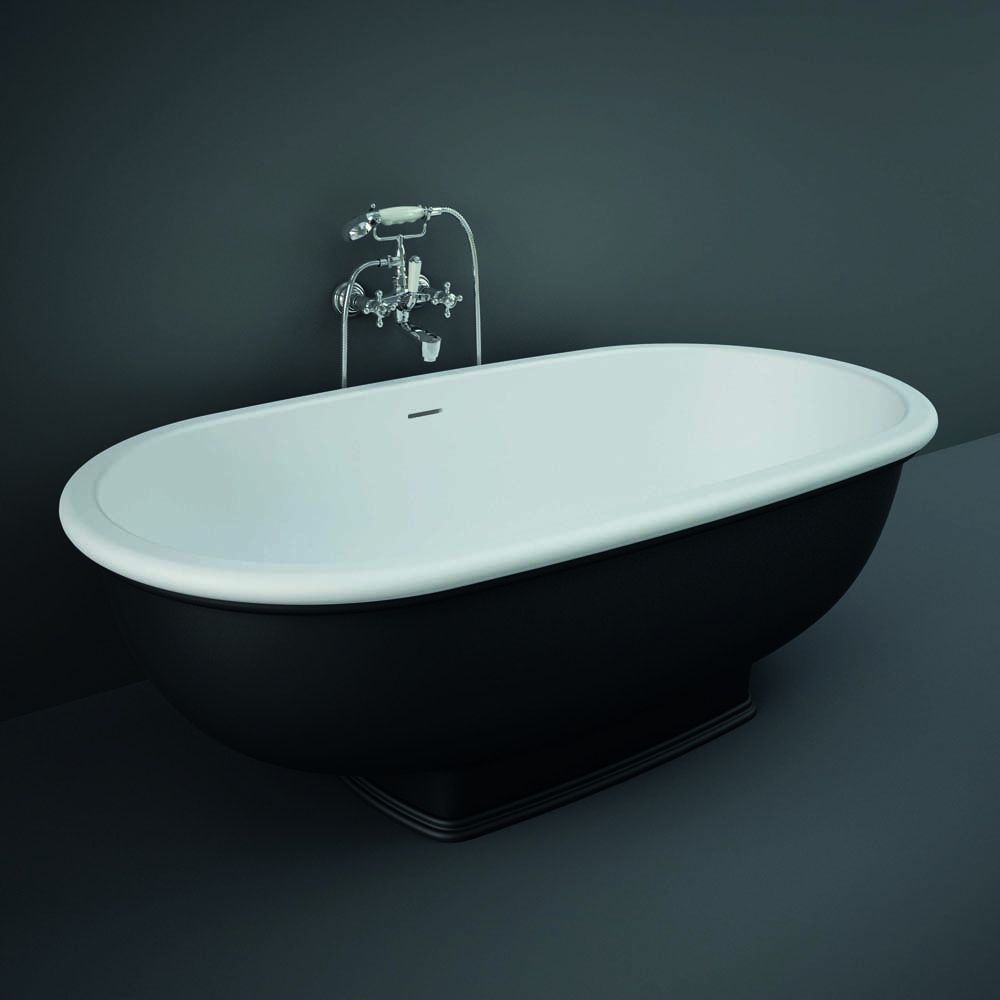 Bañera Exenta Tradicional con Doble Respaldo Negra - 1560mm x 810mm - RAK Washington x Hudson Reed