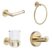 Conjunto de Accesorios para Cuarto de Baño de 4 Piezas Moderno - Oro Satinado - Ayanna