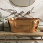 Lavabo Sobre Encimera en Cobre en Estilo Retro -  530mm x 345mm x 180mm - (Sin Agujeros para la Grifería) - Cobre - Hudson Reed