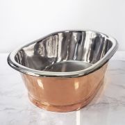 Lavabo Sobre Encimera en Cobre en Estilo Retro -  530mm x 345mm x 180mm - (Sin Agujeros para la Grifería) - Cobre con Interior en Níquel