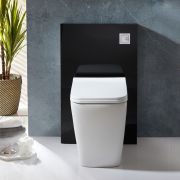 Mueble para WC Negro de 500mm Completo con Inodoro Adosado con Tapa de Cierre Amortiguado - Saru
