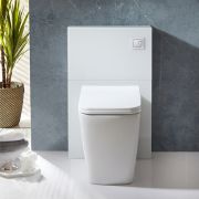 Mueble para WC Blanco de 500mm Completo con Inodoro Adosado con Tapa de Cierre Amortiguado - Saru