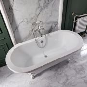 Bañera Acrílica Exenta en Estilo Antiguo con Doble Respaldo  - 1780mm x 825mm - Patas Disponibles en Distintos Acabados - Legend