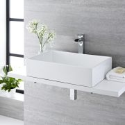 Lavabo Sobre Encimera Rectangular de Cerámica 600x390mm - Haldon