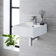 Lavabo Suspendido Cuadrado de Cerámica 410mm x 410mm - Halwell