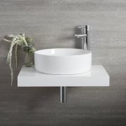 Lavabo Sobre Encimera Redondo Moderno Blanco 395mm x 395mm sin Agujeros para la Grifería - Sphere