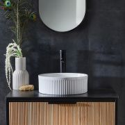 Lavabo Sobre Encimera Redondo con Borde Acanalado Blanco - 370mm (Sin Agujeros para la Grifería) - Florence