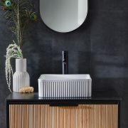 Lavabo Sobre Encimera Cuadrado con Borde Acanalado Blanco - 380mm (Sin Agujeros para la Grifería) - Florence