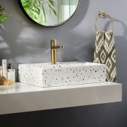 Lavabo Rectangular Sobre Encimera con Efecto Porcelana Terrazzo - 500mm x 350mm (1 Agujero para la Grifería) - Sandford