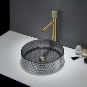 Lavabo Sobre Encimera Redondo en Vidrio Cristal - 353mm (Sin Agujeros para la Grifería) - Disponible en Distintos Acabados - Covelly