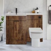 Conjunto de Baño de 1105mm Completo con Mueble de Lavabo y Mueble para WC con Inodoro Cluo - Disponible en Distintos Acabados, Selección de Manijas y en Versión Izquierda o Derecha