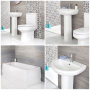 Conjunto para Baño Moderno Completo con Bañera, Lavabo con Pedestal e Inodoro Adosado -  Covelly