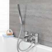 Mezclador de Bañera Ergonómico con Caño Abierto a Cascada y Ducha de Mano