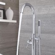 Grifo Mezclador Moderno Redondo para Bañera en Isla con Telefonillo - Disponible en Distintos Acabados