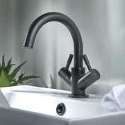 Grifo Mezclador de Lavabo Monoforo con Caño Giratorio - Negro - Nox