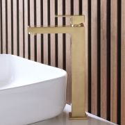 Grifo Mezclador Moderno Alto para Lavabo  - Oro Satinado - Lyra