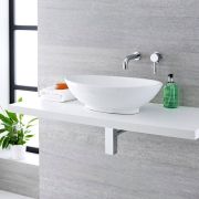 Lavabo Sobre Encimera Oval de Cerámica 520x320mm con Grifo Mezclador Mural - Kenton