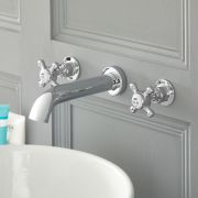 Hudson Reed Elizabeth - Grifo Mezclador de Pared de 3 Agujeros Tradicional para Lavabo con Manijas en Cruceta - Disponible en Distintos Acabados 