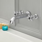 Grifo Llenador de Bañera de Pared de 3 Agujeros Tradicional con Manijas en Cruceta Disponible en Distintos Acabados - Elizabeth