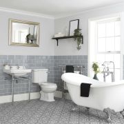 Conjunto de Baño Tradicional Completo Bañera Exenta, Inodoro con Cisterna y Consola con Lavabo - Richmond