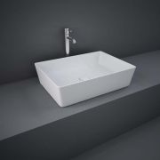Lavabo Sobre Encimera Rectangular Moderno Blanco Opaco - 500mm x 360mm (Sin Agujeros para la Grifería) - RAK Feeling x Hudson Reed