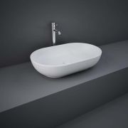 Lavabo Sobre Encimera Oval Moderno Color Blanco Opaco - 550mm x 350mm (Sin Agujeros para la Grifería) - RAK Feeling x Hudson Reed