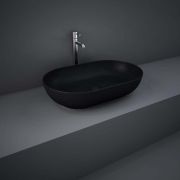 Lavabo Sobre Encimera Oval Moderno Color Negro Opaco - 550mm x 350mm (Sin Agujeros para la Grifería) - RAK Feeling x Hudson Reed