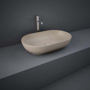 Lavabo Sobre Encimera Oval Moderno Color Cappuccino Opaco - 550mm x 350mm (Sin Agujeros para la Grifería) - RAK Feeling x Hudson Reed