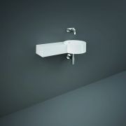 Lavabo Suspendido Redondo Moderno Blanco Lúcido - Versión Izquierda - 765mm x 360mm (Sin Agujeros para la Grifería) - RAK Petit x Hudson Reed