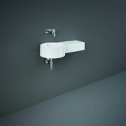 Lavabo Suspendido Redondo Moderno Blanco Lúcido - Versión Derecha - 765mm x 360mm (Sin Agujeros para la Grifería) - RAK Petit x Hudson Reed