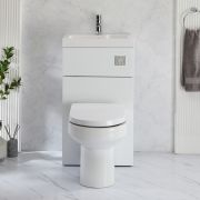 Conjunto de Baño Completo con Mueble de Lavabo y WC Integrado con Inodoro Covelly - 500mm x 890mm - Disponible en Distintos Acabados