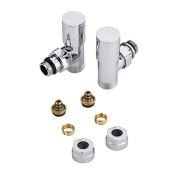 Par de Llaves Termostáticas para Radiador y Toallero con  Adaptador para Tubos Pex o Multicapa de 14mm