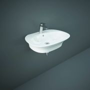 Lavabo Suspendido Moderno Blanco Lúcido  - 650mm x 460mm (1 Agujero para la Grifería)  - RAK Sensation x Hudson Reed