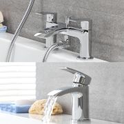 Set de Grifos de Baño Modernos para Lavabo y Bañera Completo con Kit de Ducha - Razor