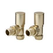 Par de Llaves Angulares Modernas de Color Oro Satinado para Radiador y Radiador Toallero para Tubos de Cobre de 15mm