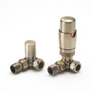 Llaves para Radiador Termostáticas de Esquina con Detentor - Oro Cepillado