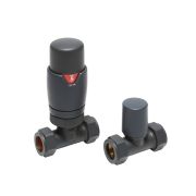 Llaves para Radiador Mixto Termostáticas Rectas Color Antracita