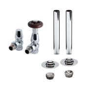 Llaves para Radiador Tradicionales Termostáticas Angulares Radiator y Kit Cubre Tubos - Disponible en Distintos Acabados - Regent